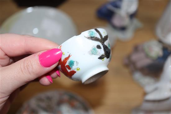 A Chinese crackle glaze bowl, a double gourd vase and other ceramics